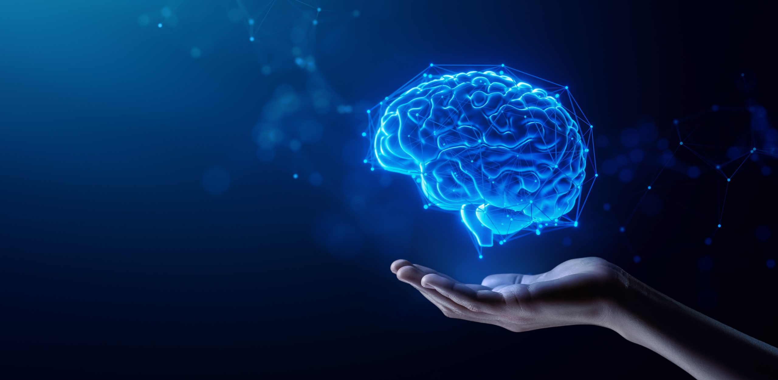 Hand Holding Human Brain - Futuristic Concept of science and mind for esketamine therapy patients being treated for treatment-resistant depression (TRD) and Major Depressive Disorder (MDD)